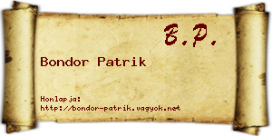 Bondor Patrik névjegykártya